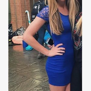 Royal blue lace bodycon dress